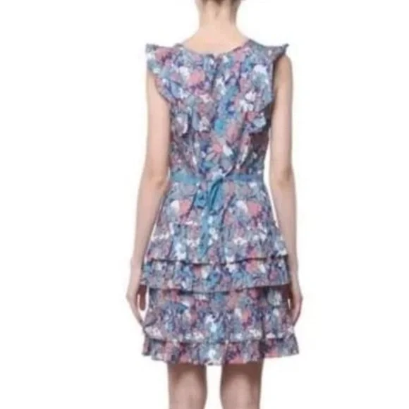MARC by MARC JACOBS Y2K 100% Cotton Floral Ruffle Tiered Tie Back Mini Dress 6 - Picture 3 of 9
